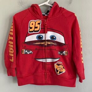 Disney Pixar Cars Red Lightning McQueen Zip Up Hoodie Size 3T